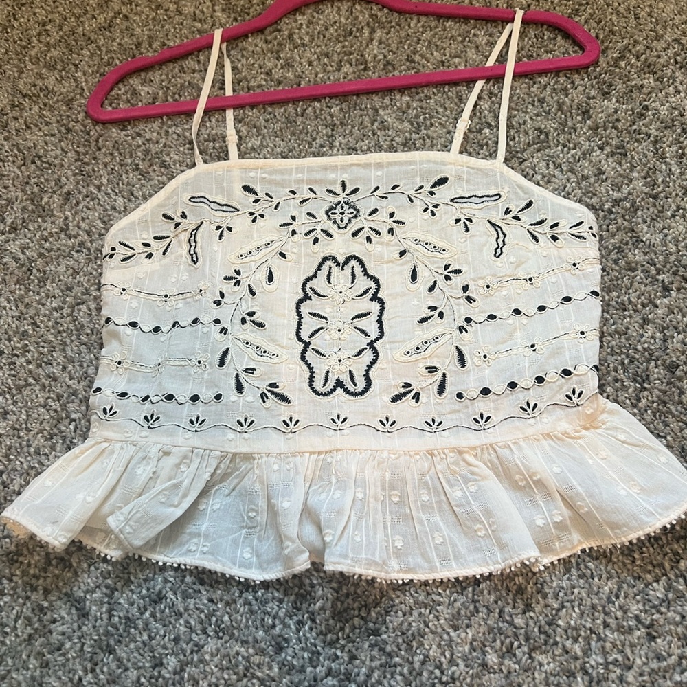 Embroidered Peplum Tank